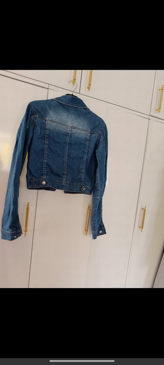 Düğmeli Mavi Kadın Kot Ceket - Görsel 2