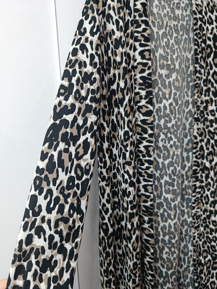 Leopar Desenli Uzun Kadın hırka - Görsel 3