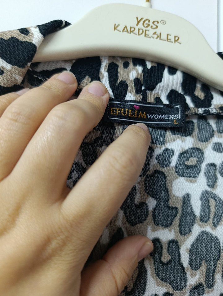 Leopar Desenli Uzun Kadın hırka - Görsel 4