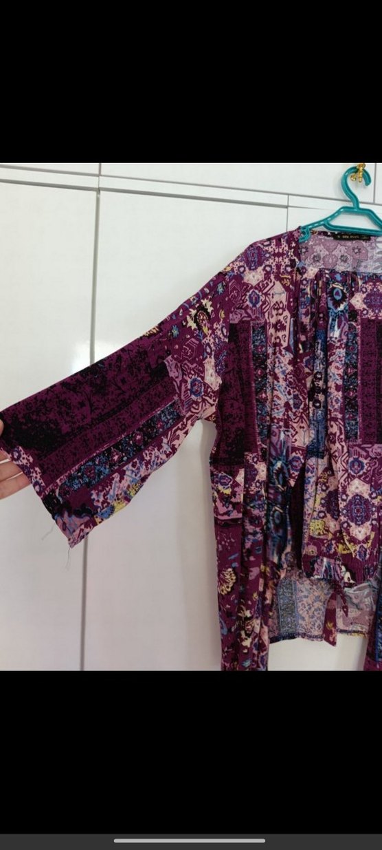 Bohem Mor Uzun Bağlamalı Kimono takımı - Görsel 2