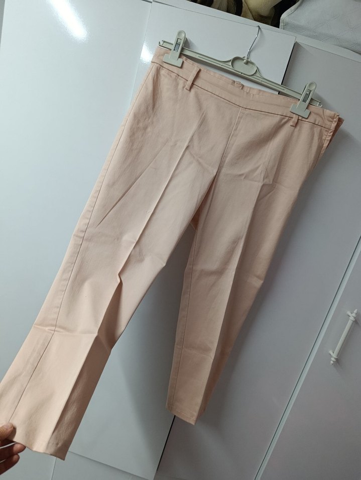 Bej Midi Kumaş Kadın Pantolon - Görsel 2