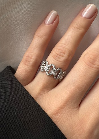 Zincir Detaylı Yılan Desenli Gümüş Yüzük - Görsel 2