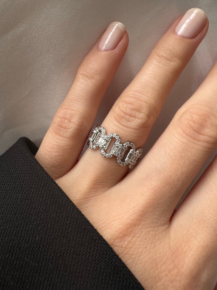 Zincir Detaylı Yılan Desenli Gümüş Yüzük - Görsel 2