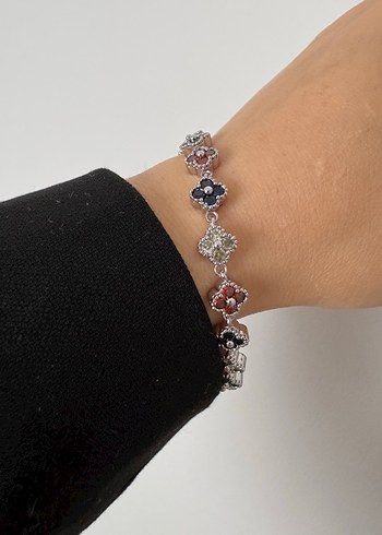 Çiçek Desenli Çok Renkli Boncuklu Kadın Bileklik - Görsel 2