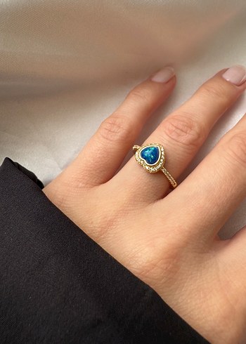 Mavi Boncuklu Kalp Yüzük - Görsel 2