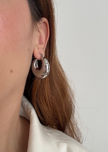 Parlak Midi Halka Küpeler - Görsel 3