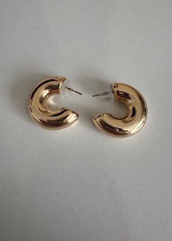 Parlak Altın Midi Halka Küpe - Görsel 3