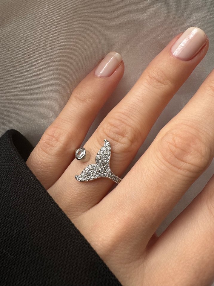 Beyaz Payetli Kadın Yüzük - Görsel 2