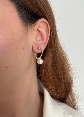 İnci Detaylı Minimalist Midi Küpe - Görsel 2