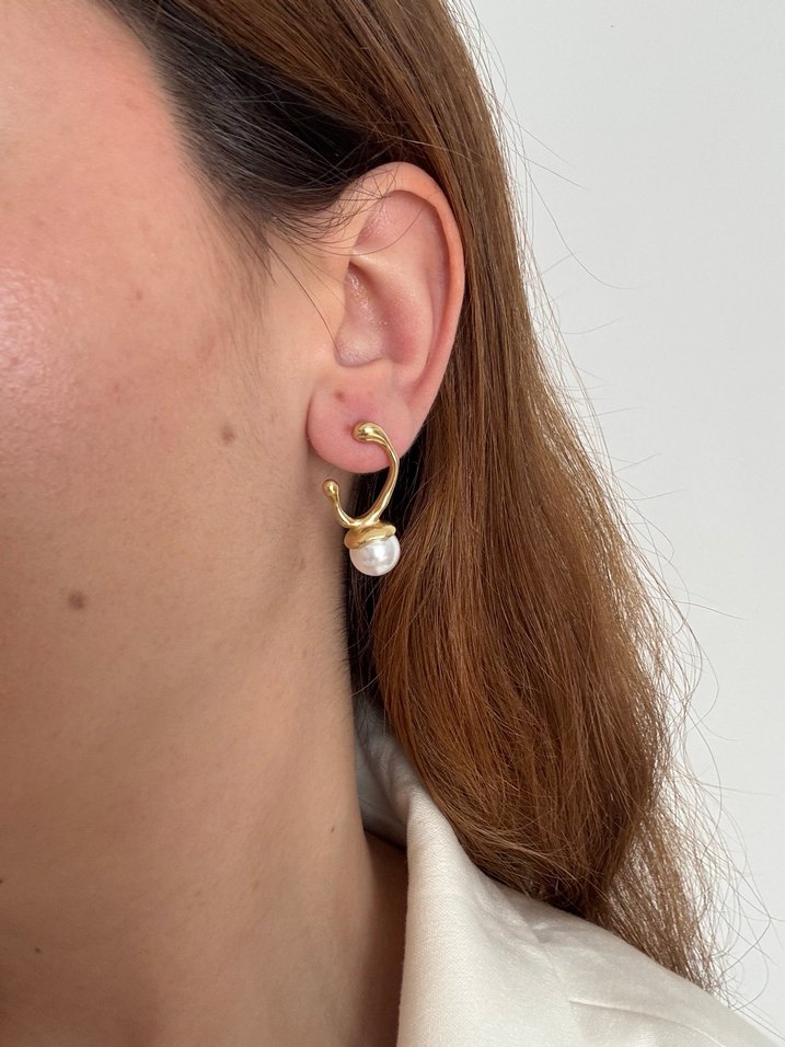 İnci Detaylı Minimalist Midi Küpe - Görsel 2