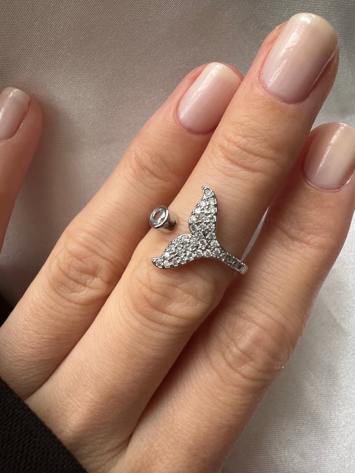 Parlak Pullu Yılan Desenli Gümüş Yüzük - Görsel 3