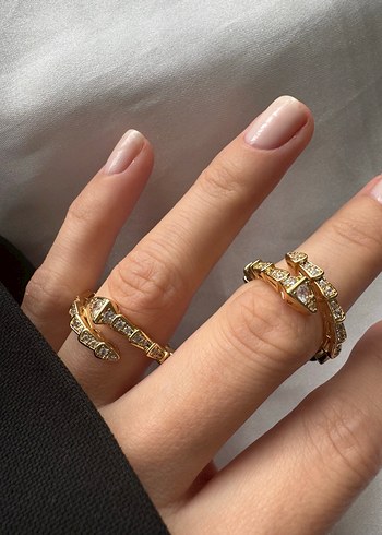 Parlak Yılan Desenli Altın Yüzük - Görsel 2