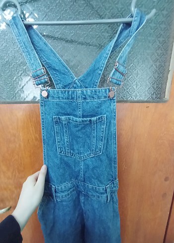 Mavi Kot Askılı Midi Tulum - Görsel 5