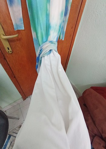 Uzun Kol Bağlama Desenli Bohem Elbise - Görsel 4