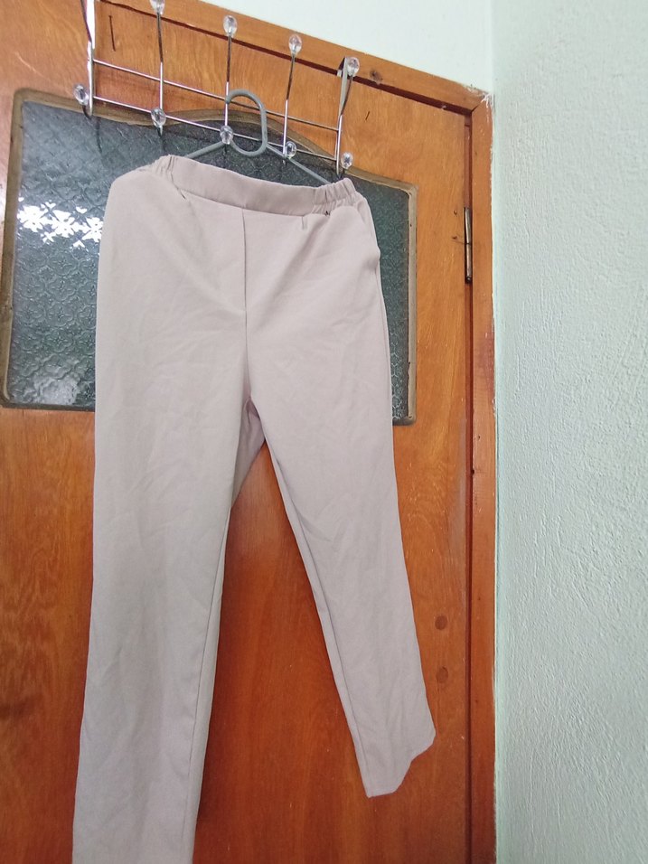 Kadın Bej Normal Boy Pamuk Kumaş Pantolon - Görsel 3