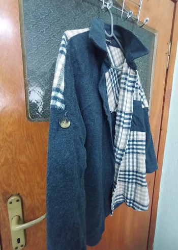 Gri Ekose Desenli Kadın Denim Gömlek - Görsel 4