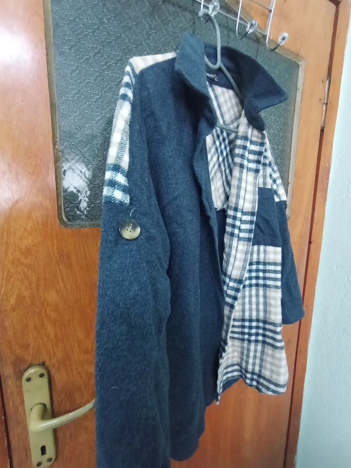 Gri Ekose Desenli Kadın Denim Gömlek - Görsel 4