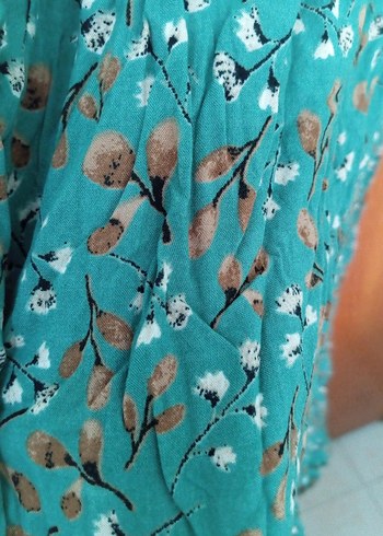 Bohem Uzun Turkuaz Bağlamalı Elbise - Görsel 2