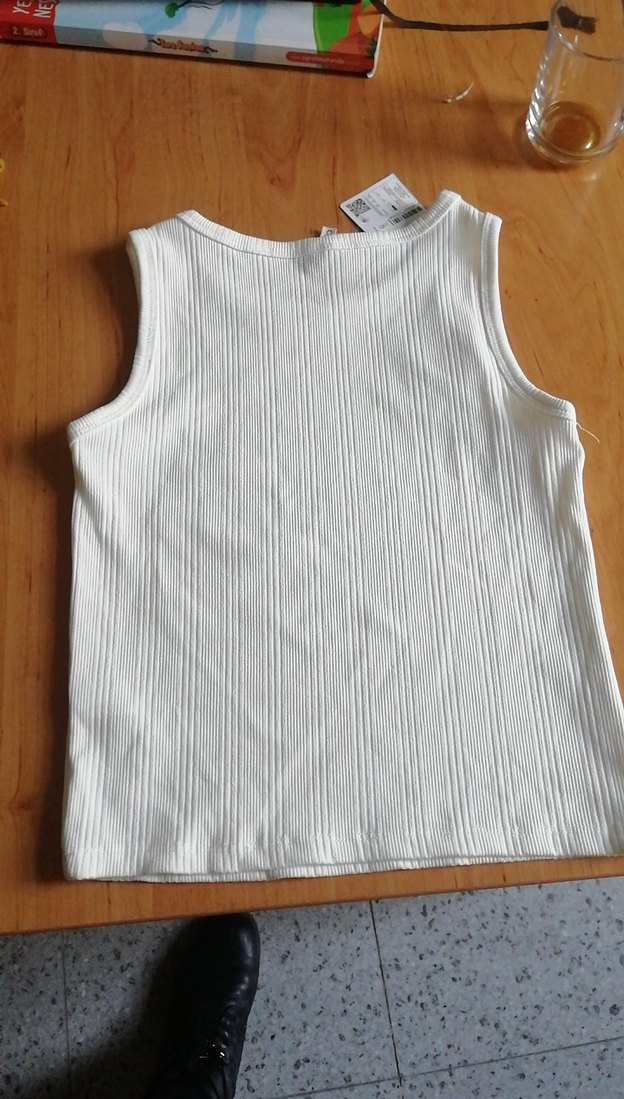 Kız Çocuk 11_12 yaş kırık beyaz krem  Kolsuz Basic Atlet - Görsel 4