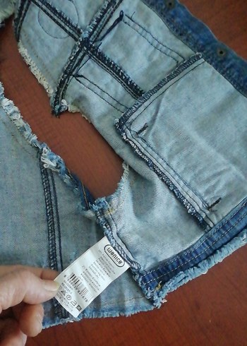 Düğmeli Mavi Kız çocuk Denim Yelek 13 yaş - Görsel 6