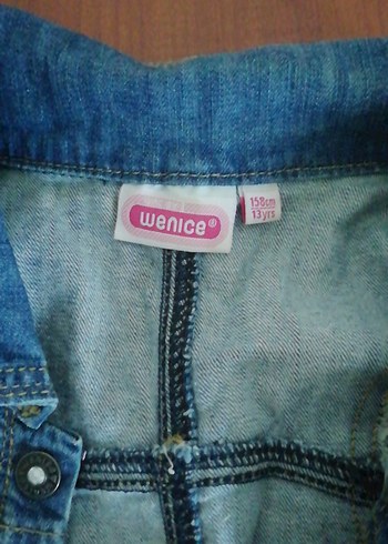 Düğmeli Mavi Kız çocuk Denim Yelek 13 yaş - Görsel 3