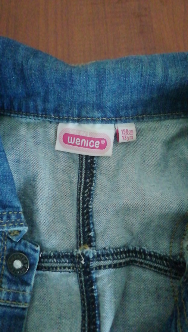 Düğmeli Mavi Kız çocuk Denim Yelek 13 yaş - Görsel 3