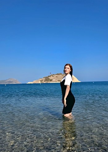 siyahbeyaz desenli elbise kısa - Görsel 3