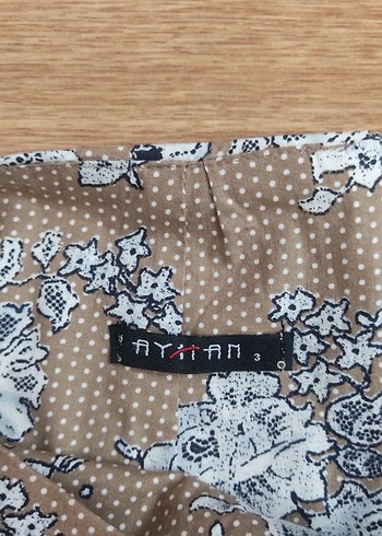 Bej Çiçek Desenli Pilili Midi Etek - Görsel 4