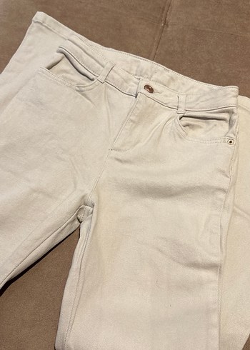 Bej kız çocuk Pamuklu İspanyol model kot pantolon - Görsel 4