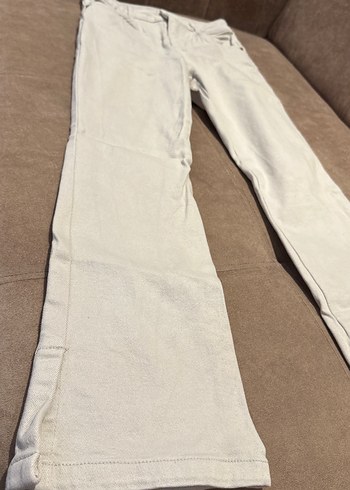 Bej kız çocuk Pamuklu İspanyol model kot pantolon - Görsel 3