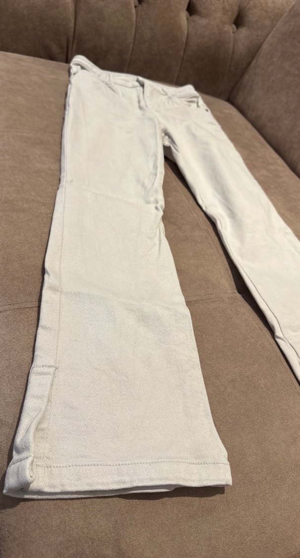 Bej kız çocuk Pamuklu İspanyol model kot pantolon - Görsel 3