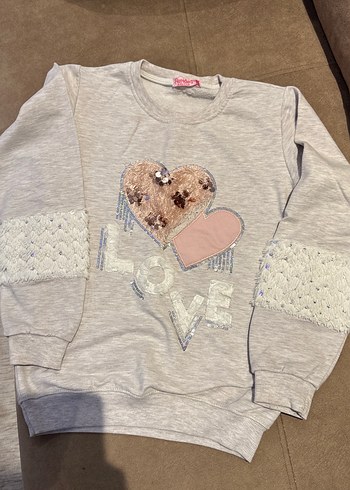 Gri Nakışlı ve parlak detaylı  Kız Eşofman Takımı - Görsel 2