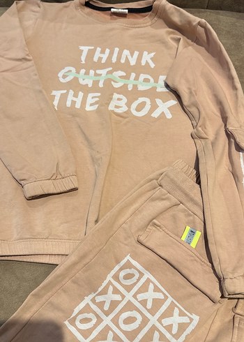 Kız Çocuk Kahverengi Baskılı Sweatshirt ve Eşofman - Görsel 2