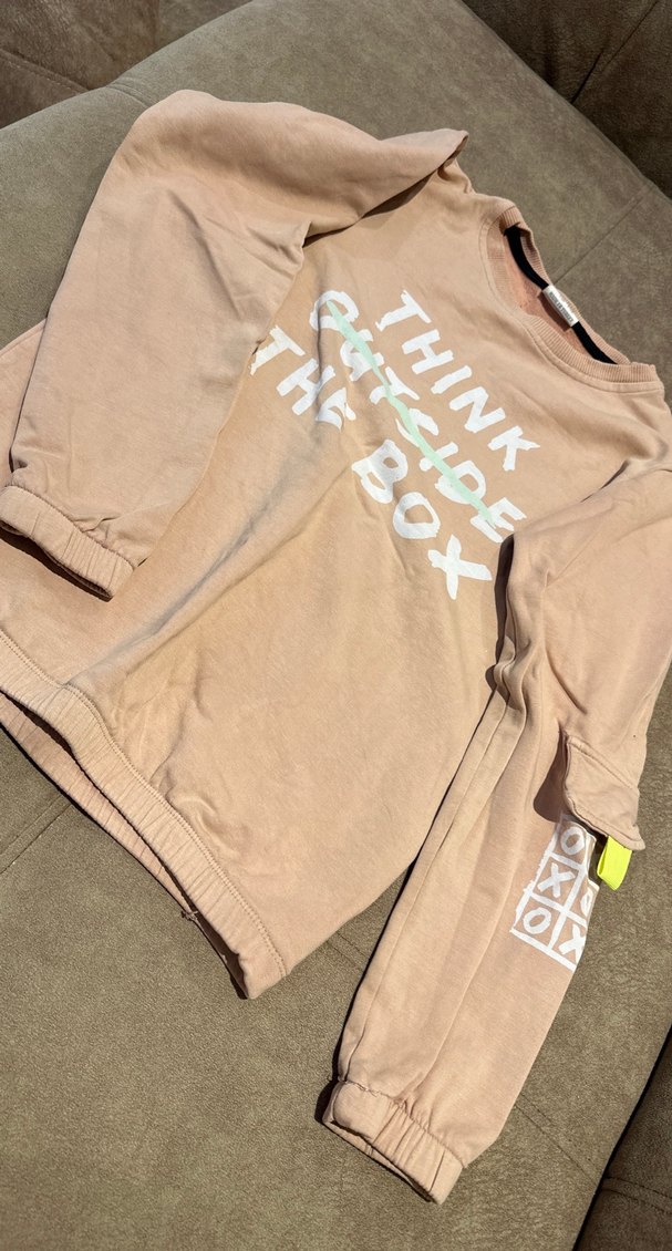 Kız Çocuk Kahverengi Baskılı Sweatshirt ve Eşofman - Görsel 4