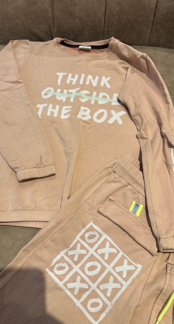 Kız Çocuk Kahverengi Baskılı Sweatshirt ve Eşofman - Görsel 2