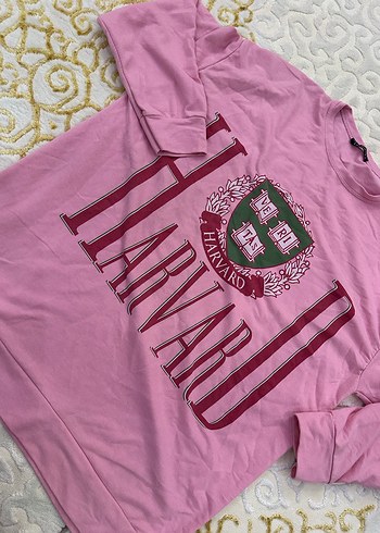 Pembe Harvard Baskılı Kadın Sweatshirt - Görsel 3