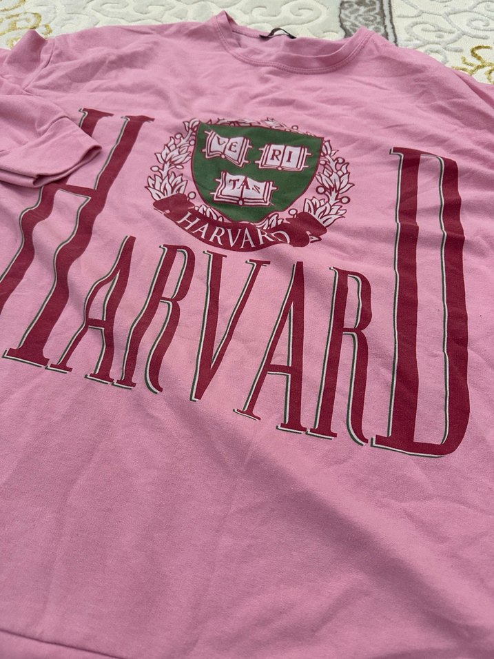 Pembe Harvard Baskılı Kadın Sweatshirt - Görsel 2