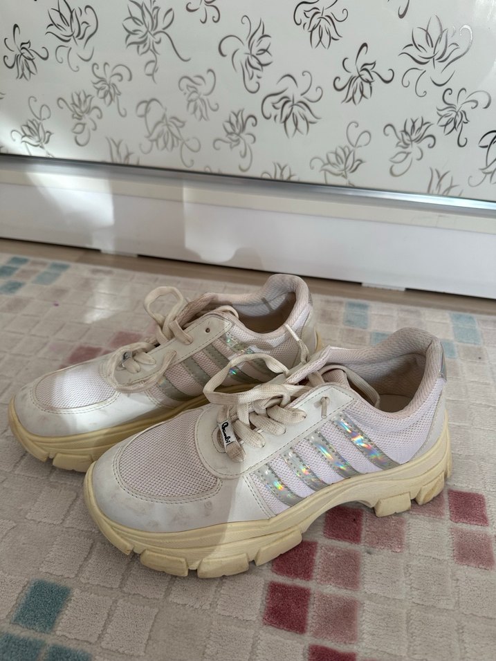 Beyaz Bağcıklı Platform Spor Ayakkabı - Görsel 2