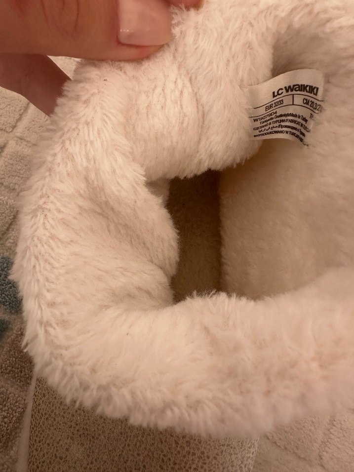 Kız Çocuk Bej Kürklü Sıcak Ev Terliği - Görsel 3