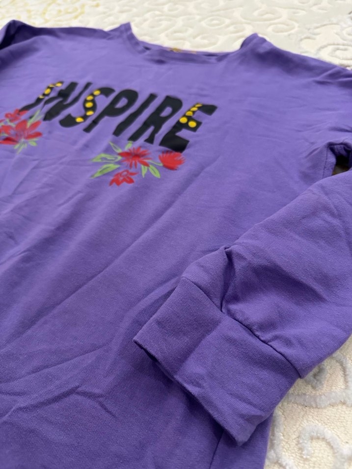 Mor Baskılı Uzun Kollu Kadın Sweatshirt - Görsel 2