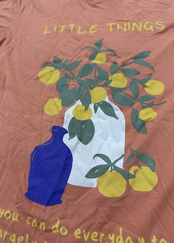 Turuncu Baskılı Kız Tişörtü Drapeli - Görsel 2