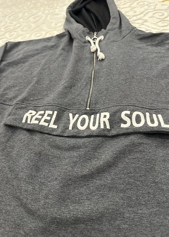 Gri Kapüşonlu Uzun Kollu  Sweatshirt - Görsel 4