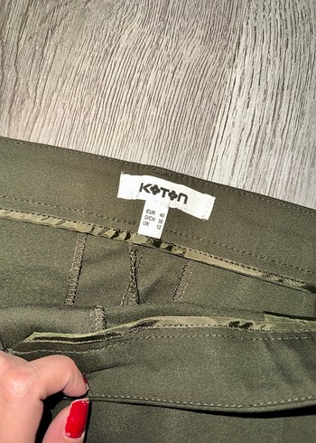 40 Beden Kadın Haki Kumaş Pantolon Midi Boy - KOTON