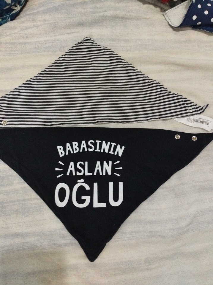 Babasının Aslan Oğlu Desenli Siyah Bebek Önlüğü - Görsel 2