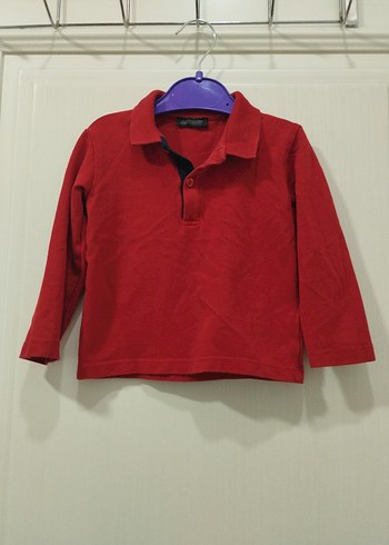 Kırmızı Uzun Kollu Polo Yaka Erkek Tişört - Görsel 2