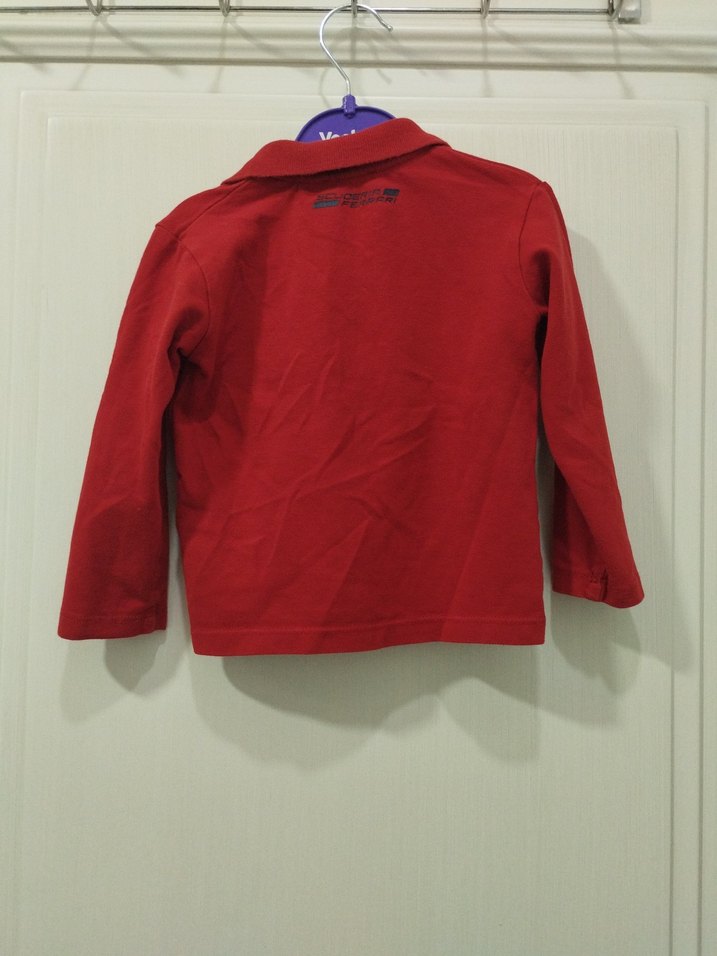 Kırmızı Uzun Kollu Polo Yaka Erkek Tişört - Görsel 3