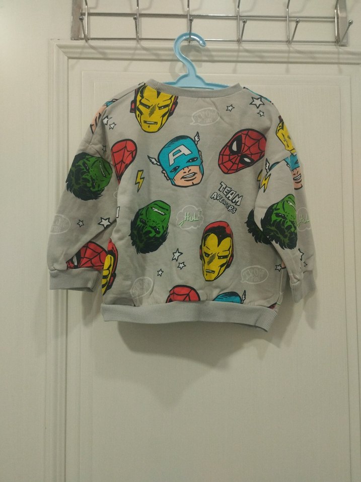 Erkek Çocuk Gri Pop Kültür Baskılı Sweatshirt - Görsel 2