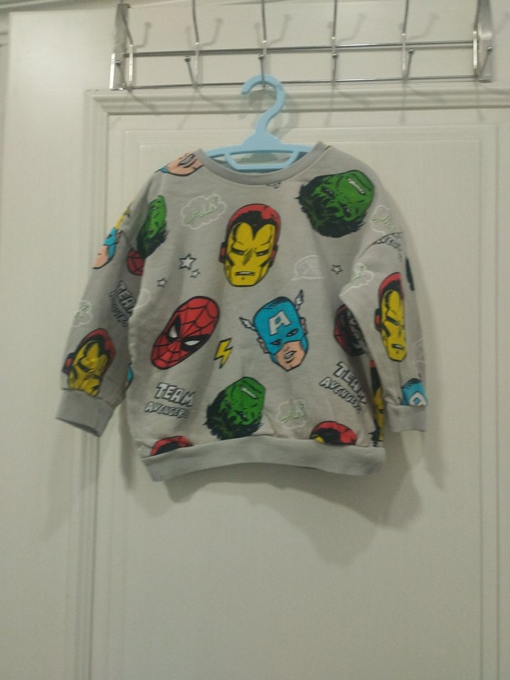 Erkek Çocuk Gri Pop Kültür Baskılı Sweatshirt - Görsel 3