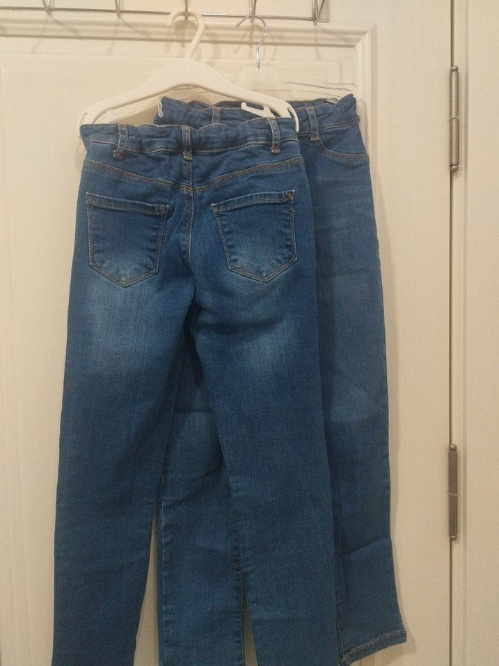 kız Çocuk  Mavi Normal Kesim Kot Pantolon ikizler icin - Görsel 2