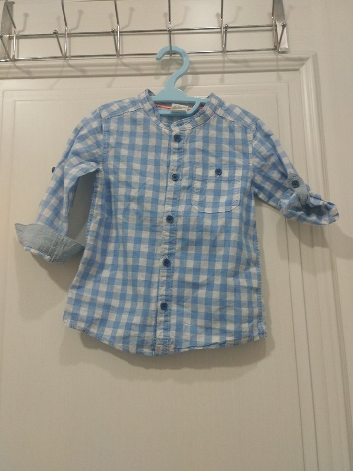 Mavi Kareli Erkek Çocuk Gömlek - Görsel 3
